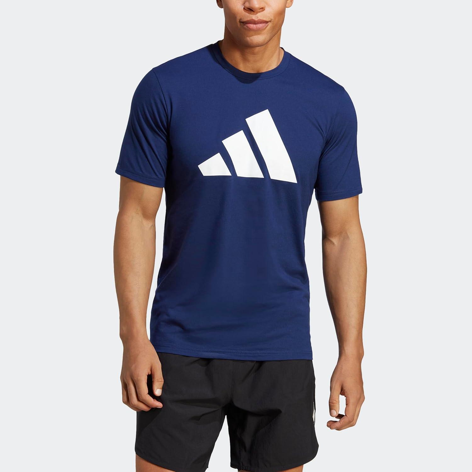 imageadidas Mens Training Essentials Feel Ready Logo TShirtDark Blue White