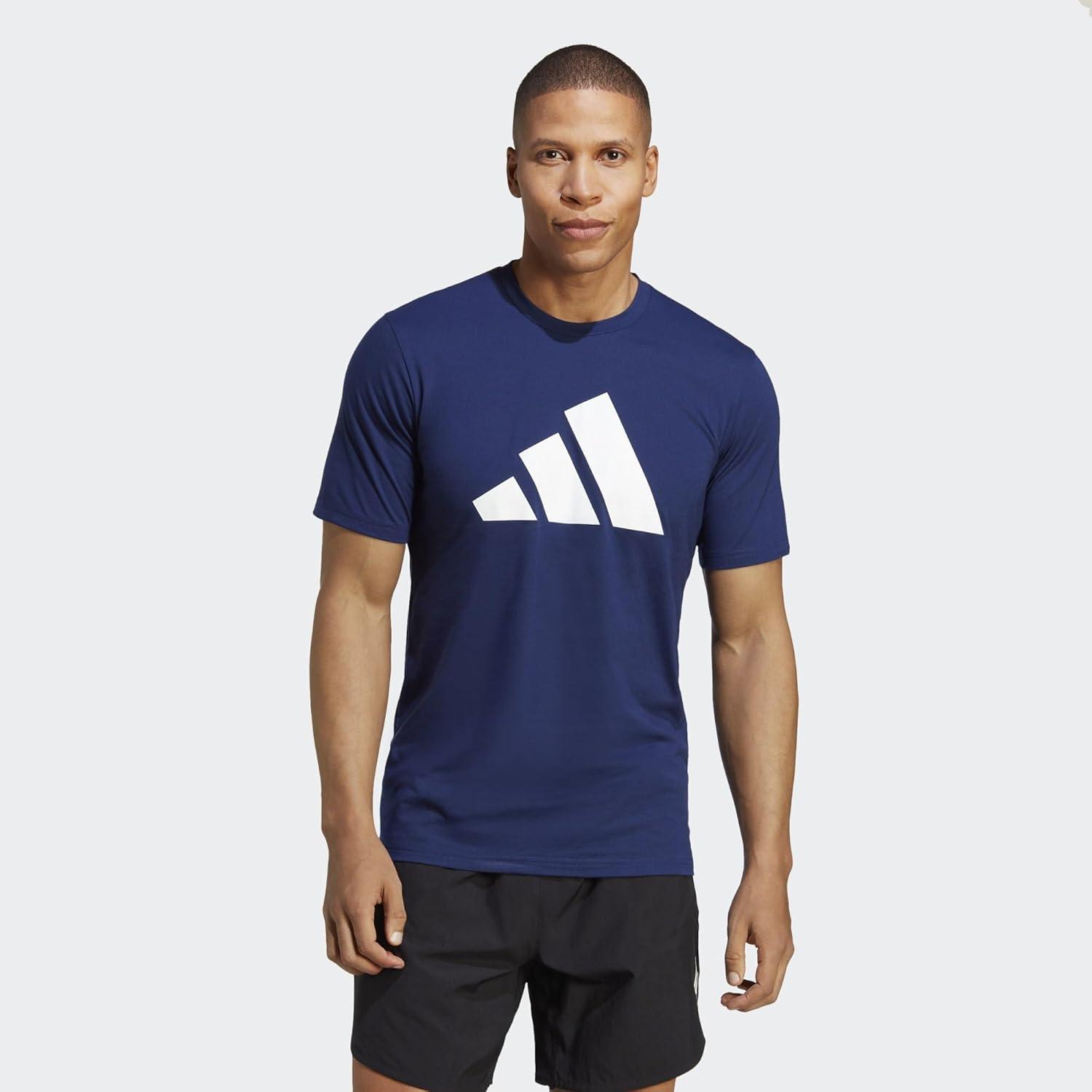 imageadidas Mens Training Essentials Feel Ready Logo TShirtDark Blue White