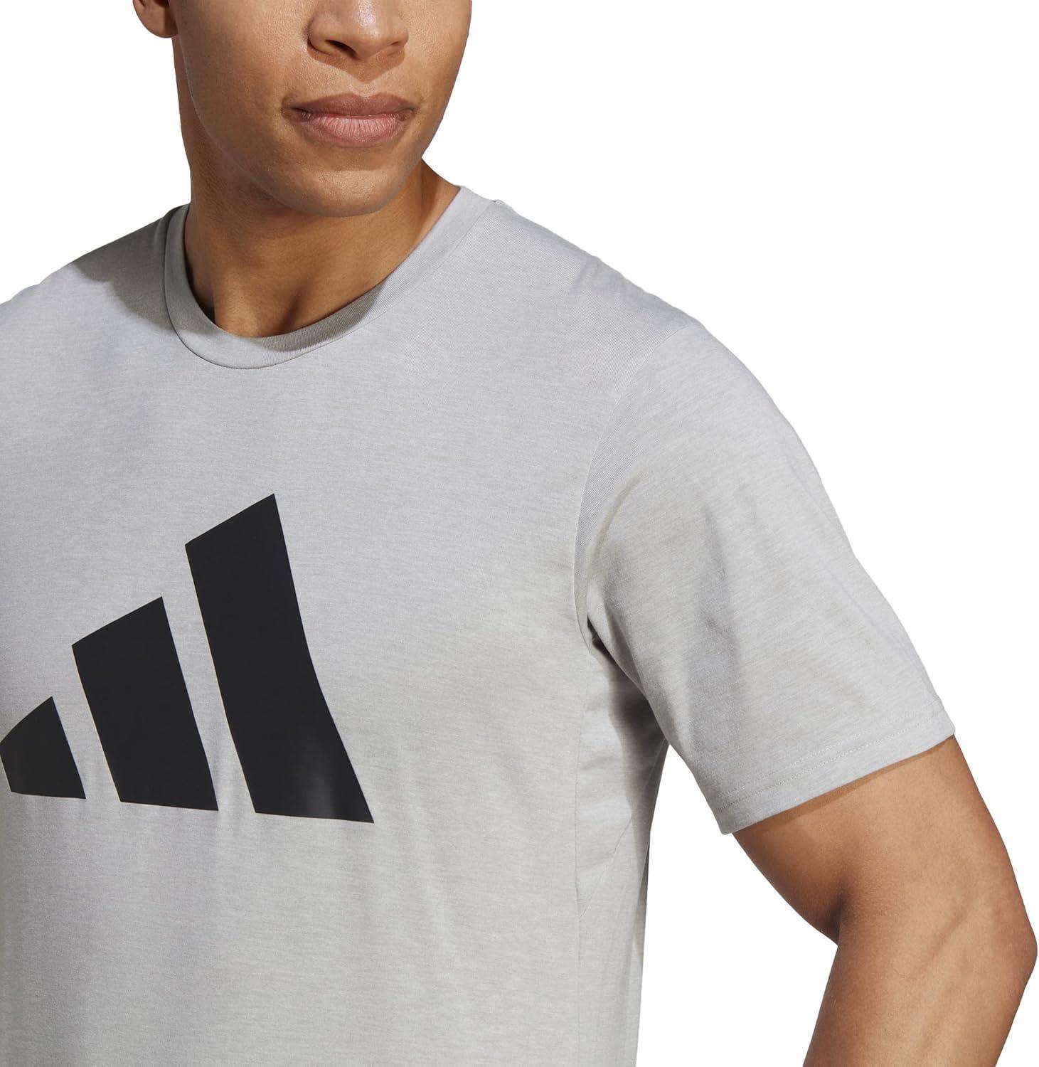 imageadidas Mens Training Essentials Feel Ready Logo TShirtMedium Grey HeatherBlack