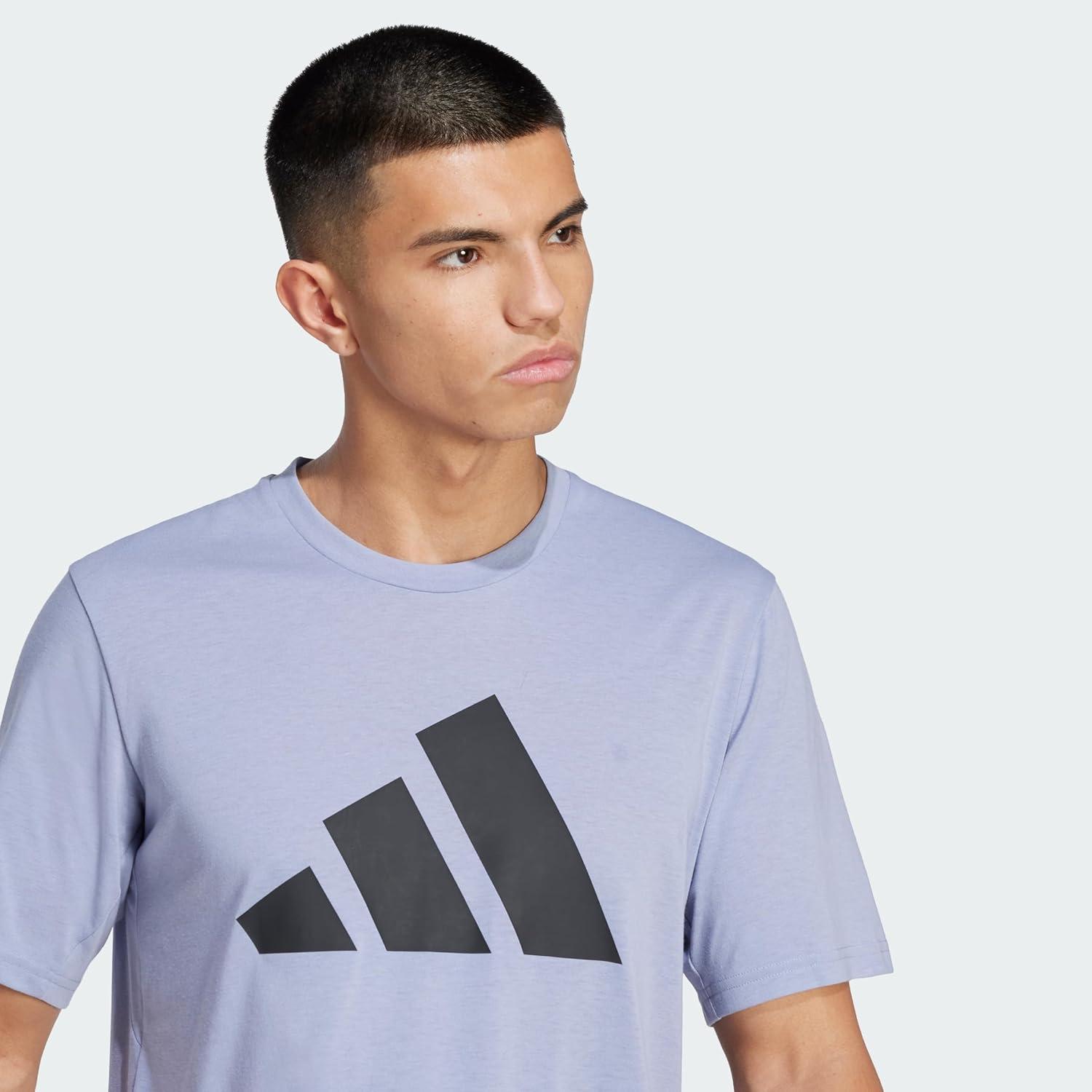 imageadidas Mens Training Essentials Feel Ready Logo TShirtSilver Violet Black