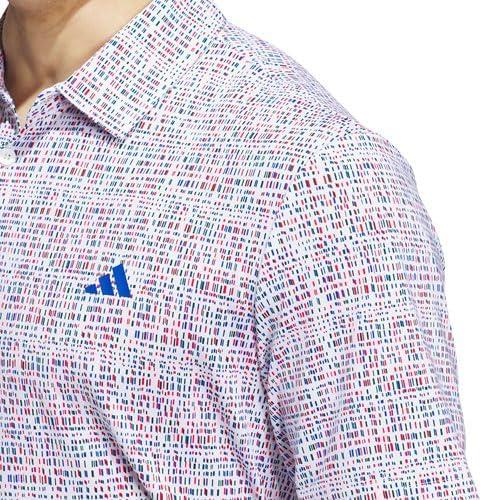 imageadidas Mens Ultimate365 Power Grid Print Polo ShirtWhiteTeam Royal BlueBetter ScarletCollegiate Green