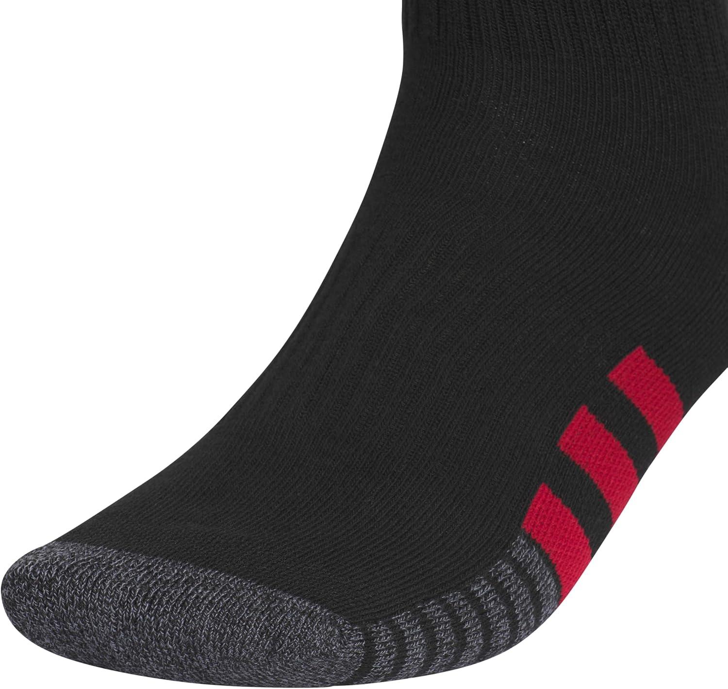 imageadidas mens Cushioned Quarter Ankle Socks 3pair PackBlackGrey SixWhite