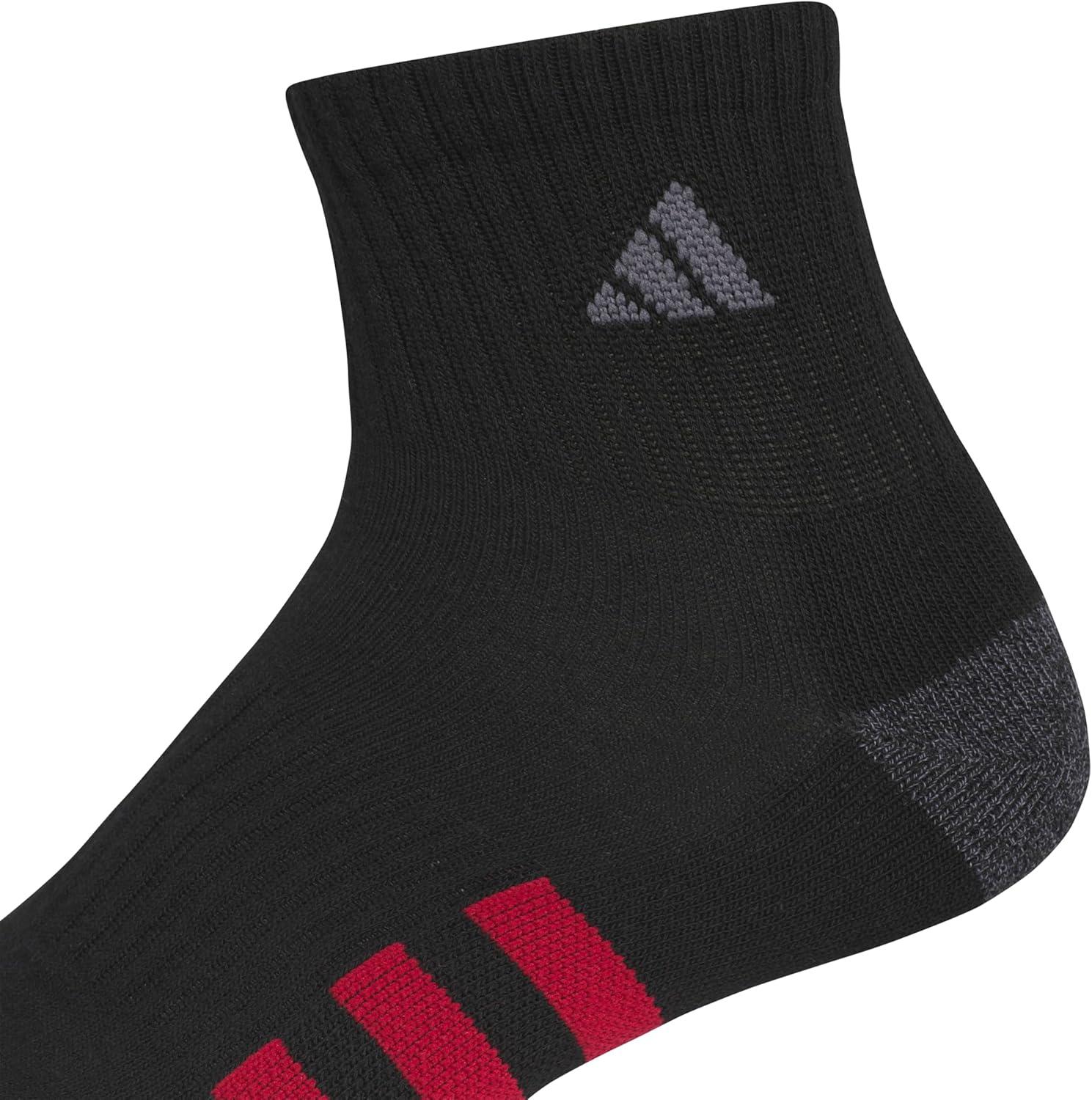 imageadidas mens Cushioned Quarter Ankle Socks 3pair PackBlackGrey SixWhite