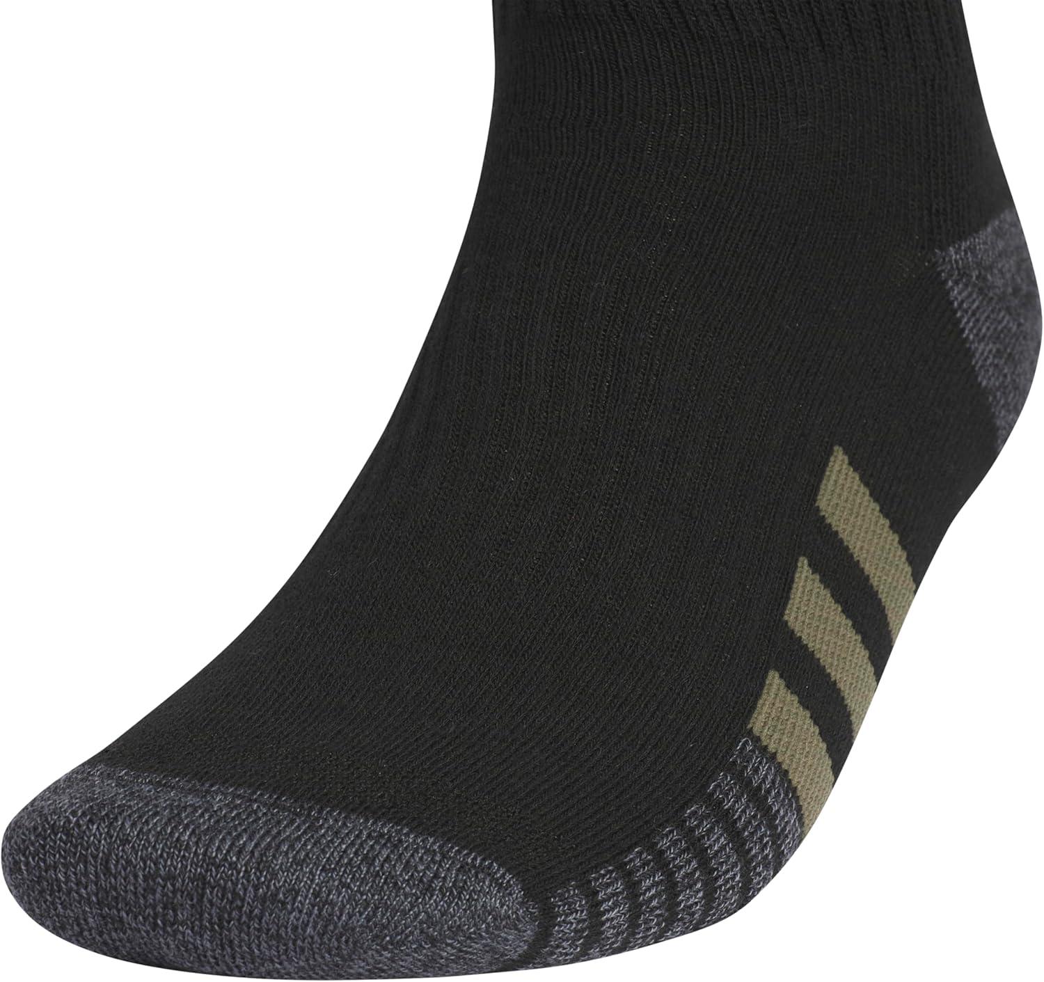 imageadidas mens Cushioned Quarter Ankle Socks 3pair PackBlackOlive Strata GreenWonder Alumina Grey