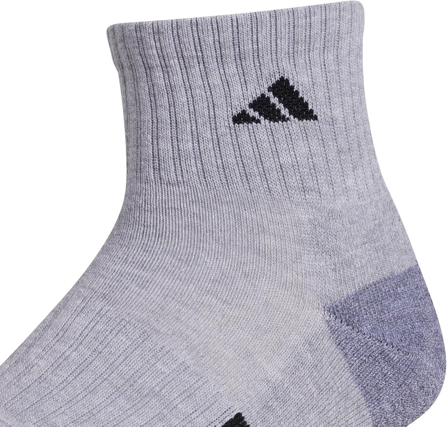 imageadidas mens Cushioned Quarter Ankle Socks 3pair PackCool Light HeatherGreyBlack