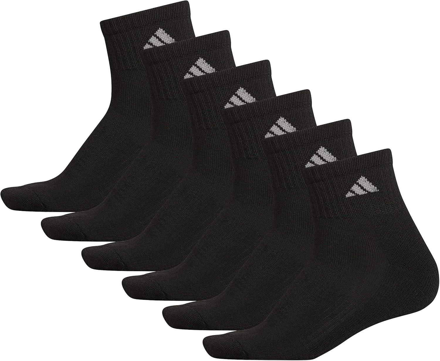 imageadidas womens Athletic Cushioned Quarter Socks With Arch Compression 6pairBlackAluminum 2