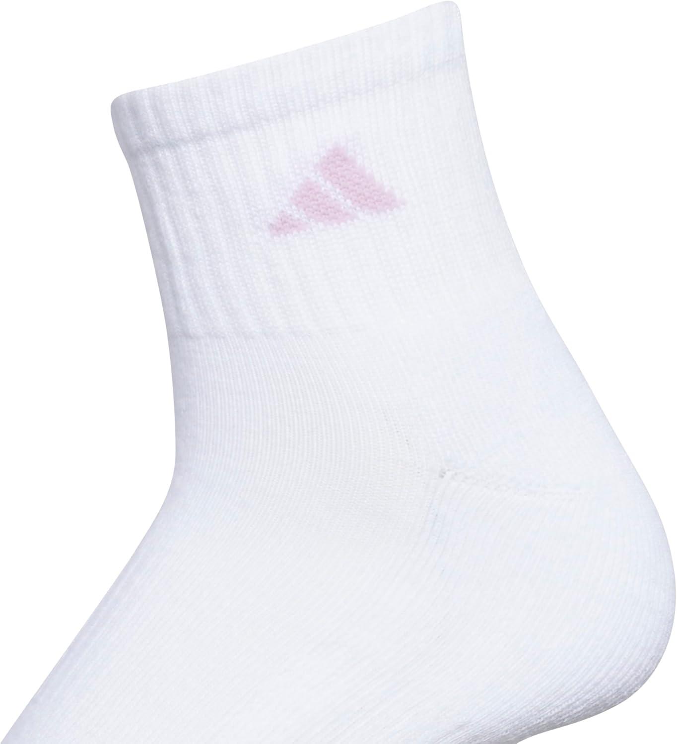 imageadidas womens Athletic Cushioned Quarter Socks With Arch Compression 6pairWhiteClear Sky BlueBliss Lilac Purple