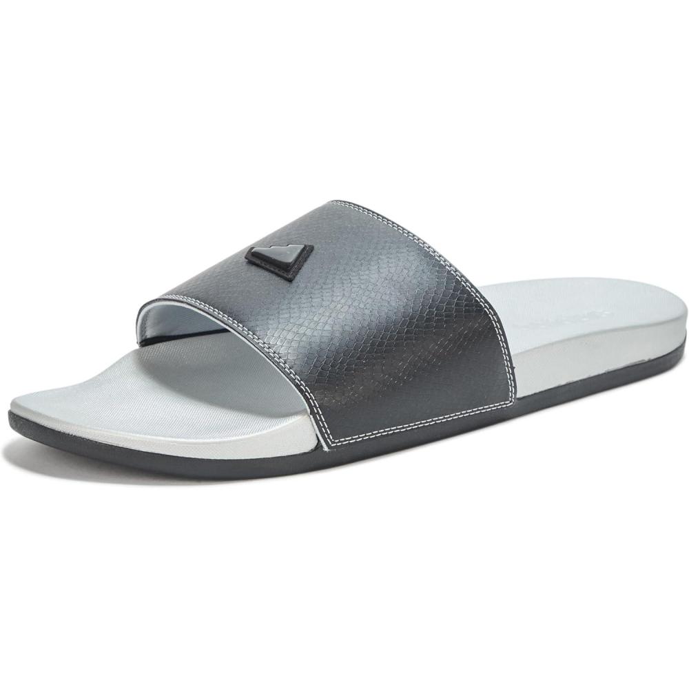 imageadidas Mens Adilette Comfort Slide Casual Sandals Casual  WhiteBlackBlackSilver Metallic