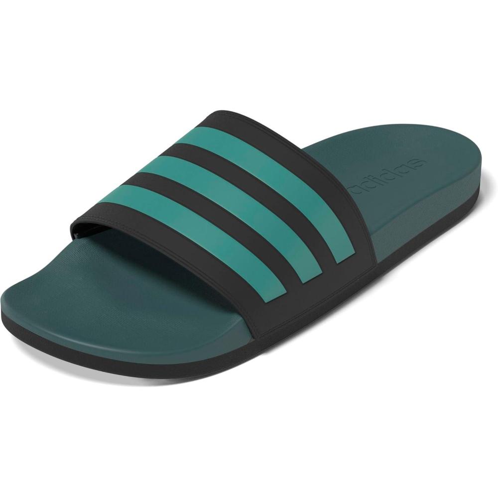 imageadidas Mens Adilette Comfort Slide Casual Sandals Casual  WhiteBlackPure TealPreloved Teal