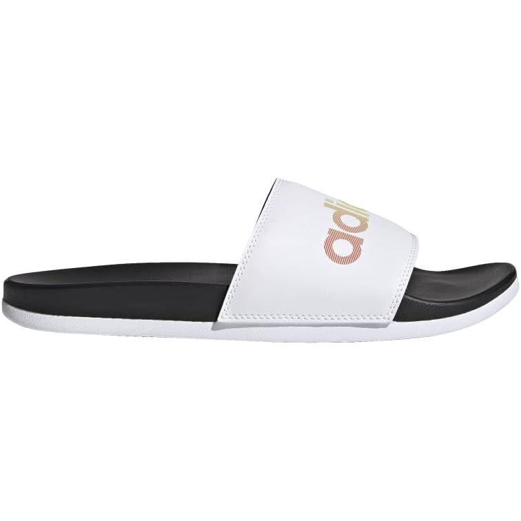 imageadidas Mens Adilette Comfort Slide Casual Sandals Casual  WhiteBlackWhiteMulticolor