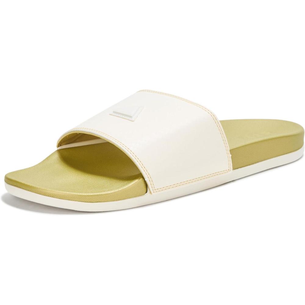 imageadidas Mens Adilette Comfort Slide Casual Sandals Casual  WhiteWhiteWhiteGold Metallic