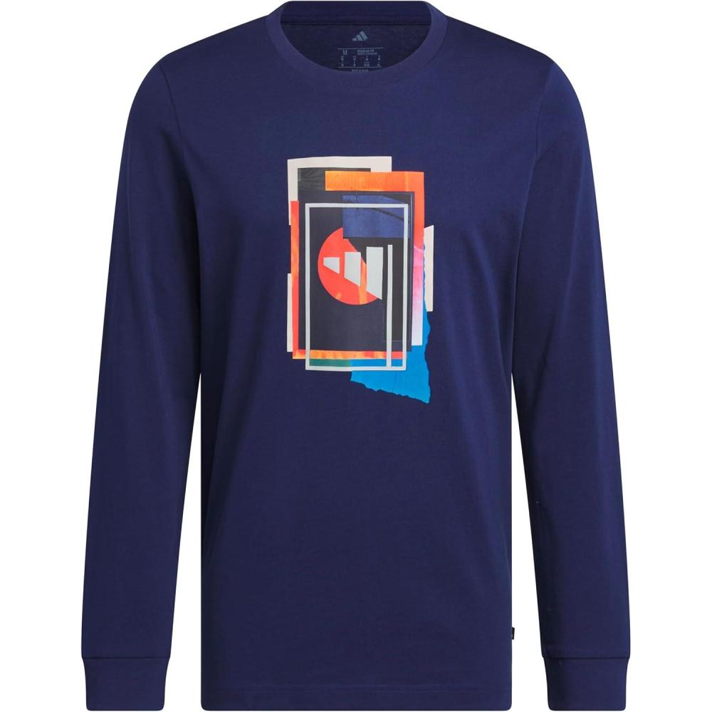 imageadidas Mens Beyond Graphic Long Sleeve TShirtDark Blue