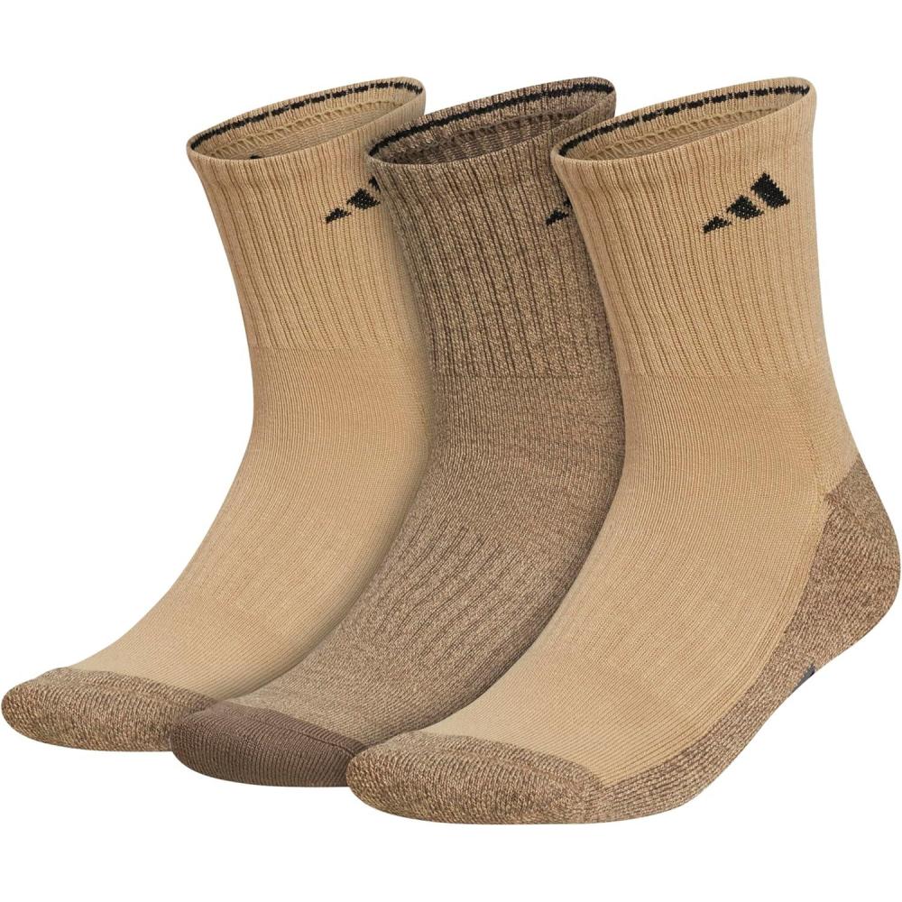 imageadidas Mens Cushioned X 3 MidCrew Socks 3PairBeige ToneBlanch CargoBlack