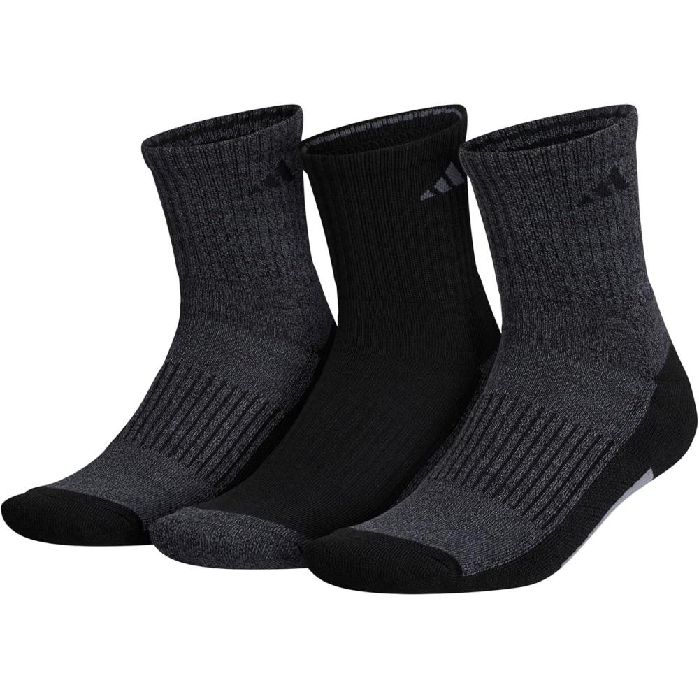 imageadidas Mens Cushioned X 3 MidCrew Socks 3PairBlackOnix GreyGrey