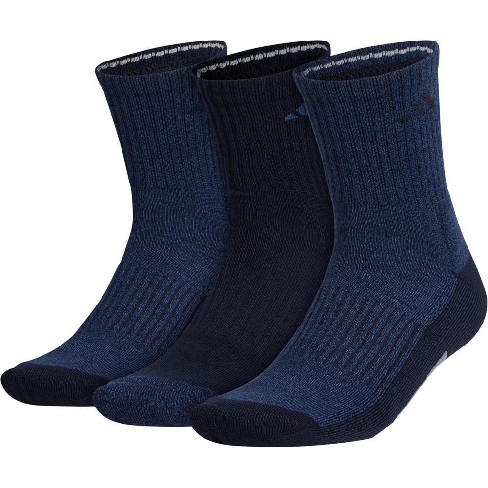 imageadidas Mens Cushioned X 3 MidCrew Socks 3PairNight Marine BlueLegend Ink BlueGrey