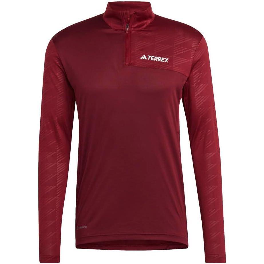 imageadidas Mens Terrex Multi HalfZip Long Sleeve TShirtShadow Red