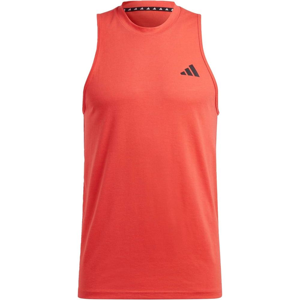 imageadidas Mens Training Essentials Feel Ready Logo Sleeveless TShirtBright RedBlack
