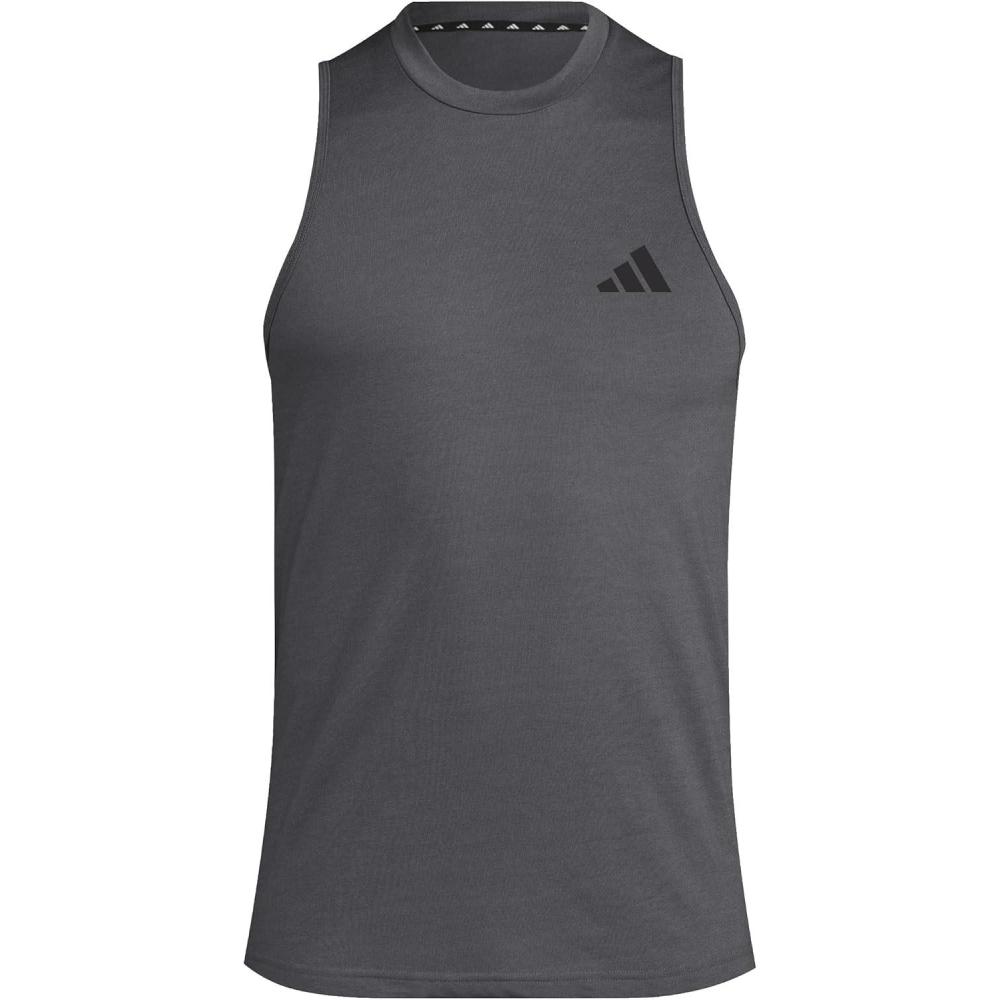 imageadidas Mens Training Essentials Feel Ready Logo Sleeveless TShirtDark Grey HeatherWhiteBlack