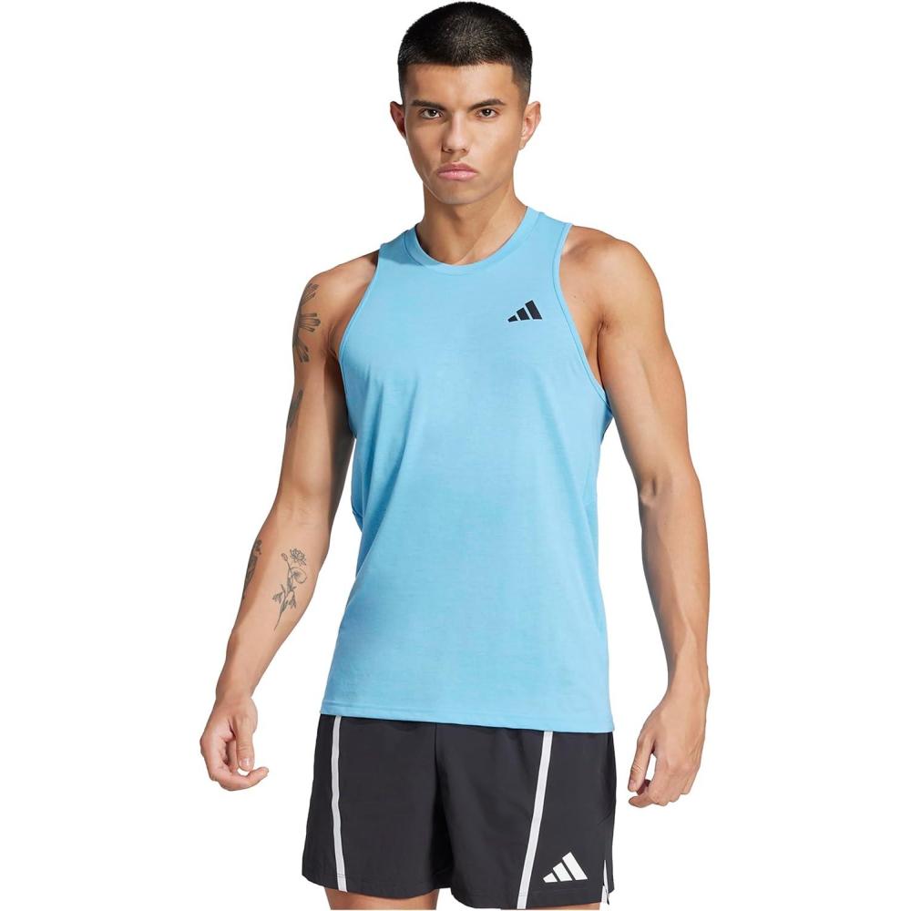 imageadidas Mens Training Essentials Feel Ready Logo Sleeveless TShirtSemi Blue BurstBlack