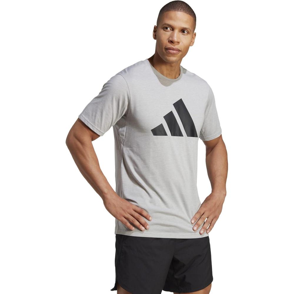 imageadidas Mens Training Essentials Feel Ready Logo TShirtMedium Grey Heather Black