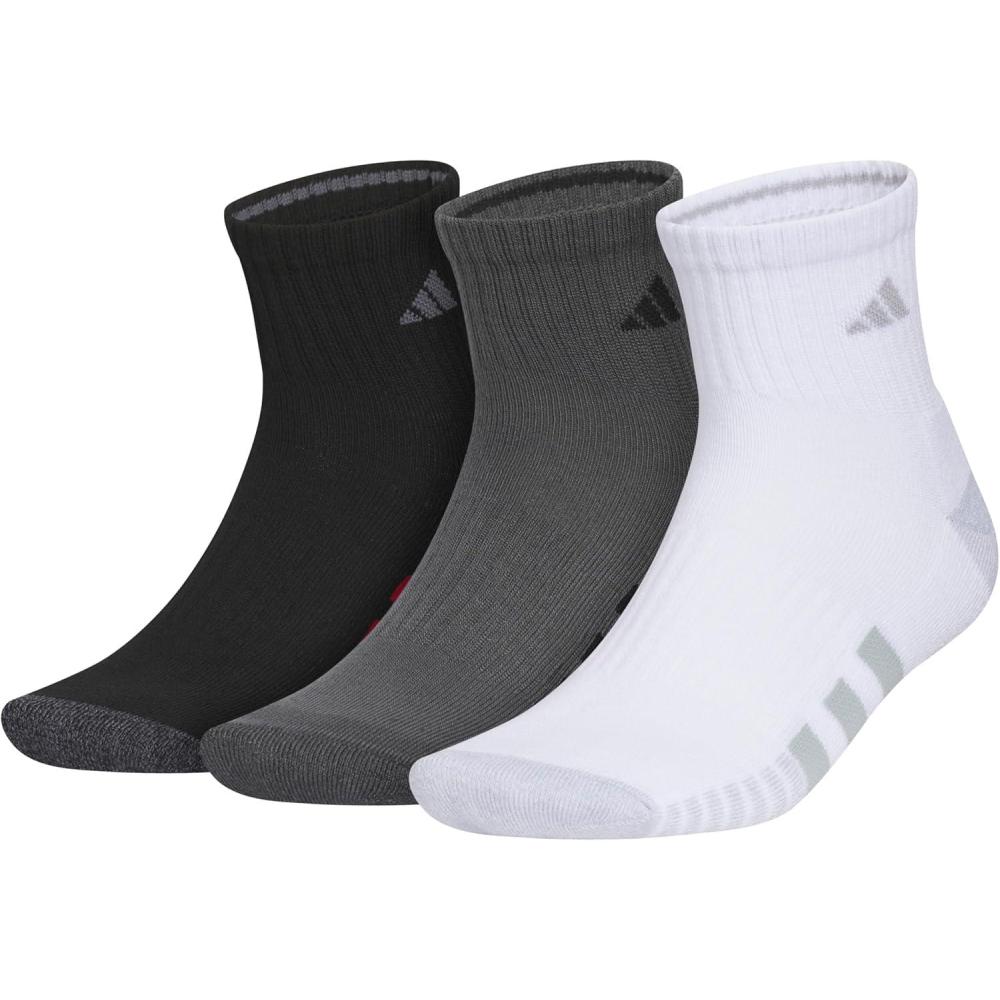 imageadidas mens Cushioned Quarter Ankle Socks 3pair PackBlackGrey SixWhite
