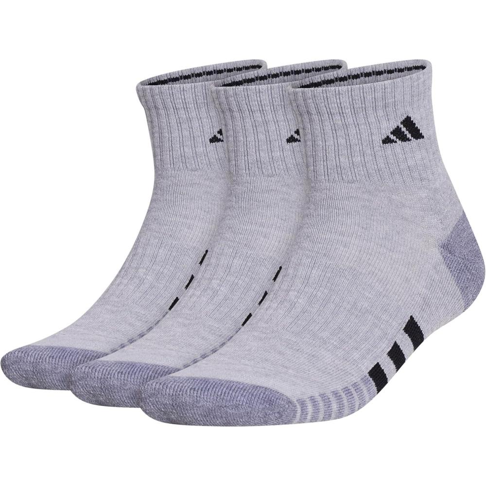 imageadidas mens Cushioned Quarter Ankle Socks 3pair PackCool Light HeatherGreyBlack