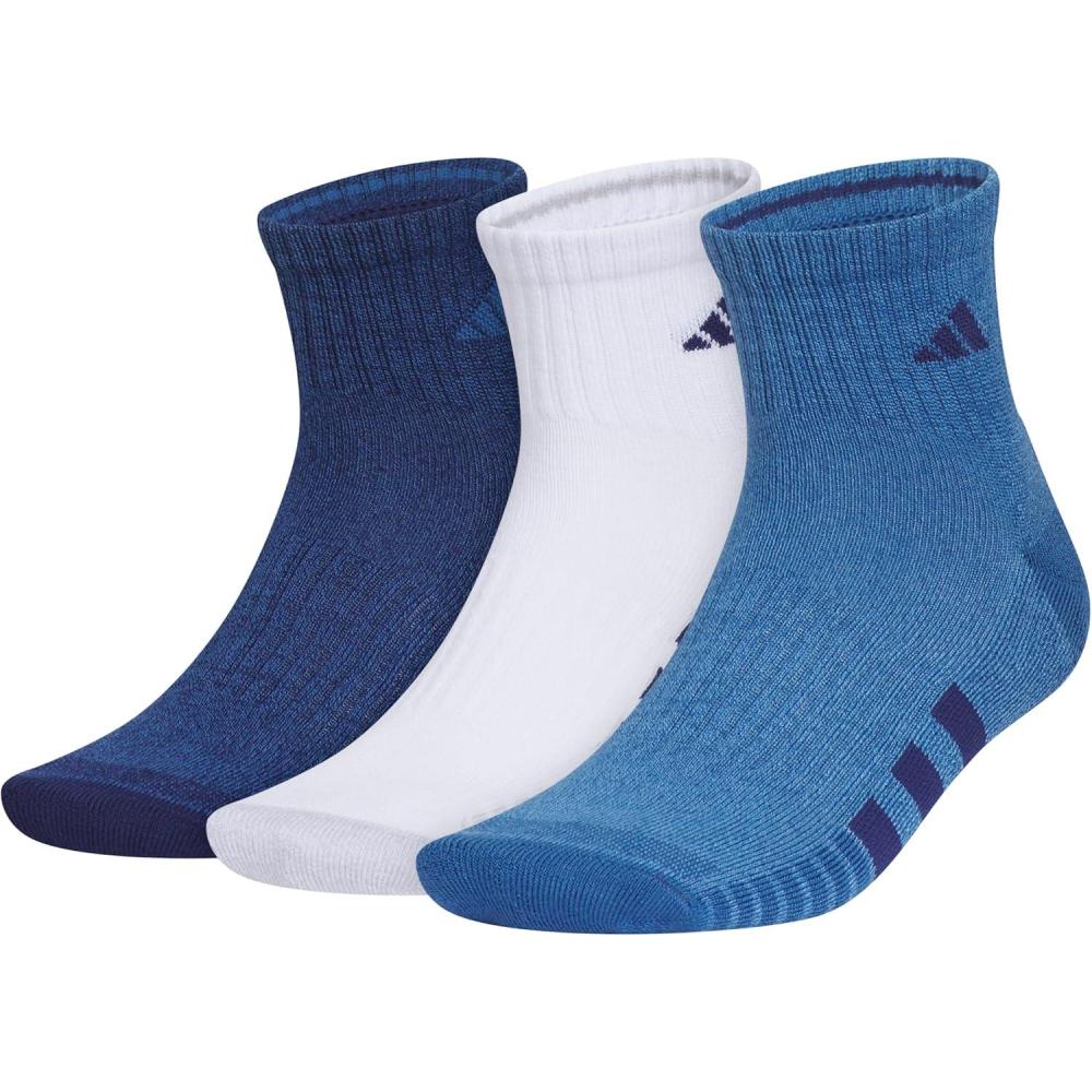 imageadidas mens Cushioned Quarter Ankle Socks 3pair PackDark BlueWhiteDusky Ink Blue