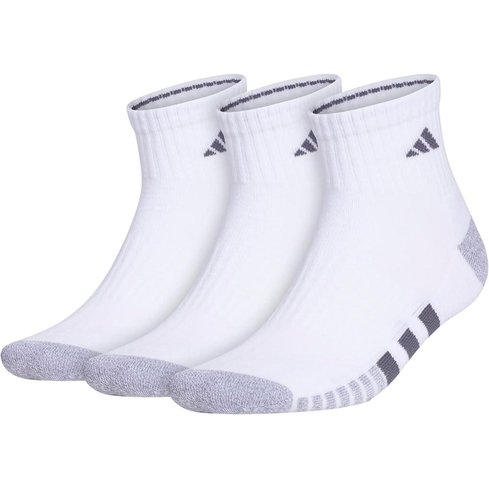 imageadidas mens Cushioned Quarter Ankle Socks 3pair PackWhiteGreyOnix Grey