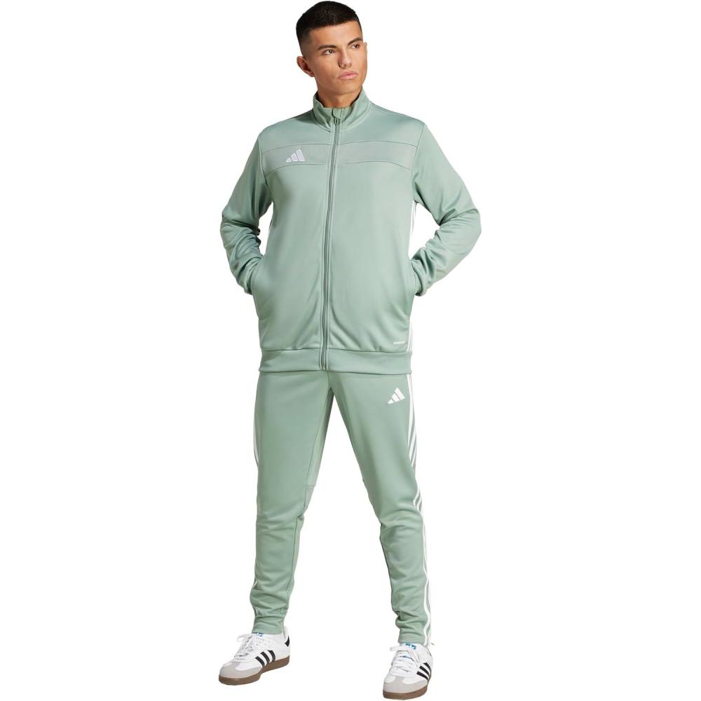 imageadidas mens Tiro 25 Essentials Training Track TopSilver GreenWhite