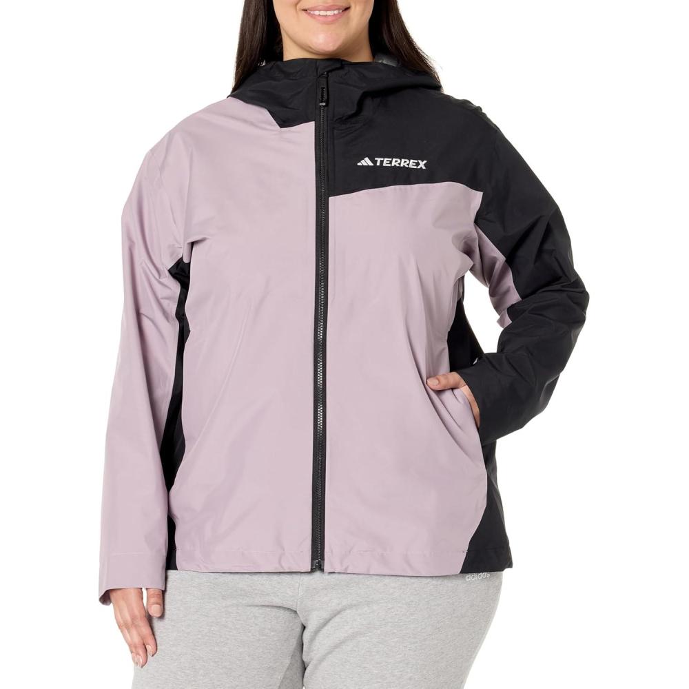 imageadidas womens Terrex Multi 25layer Rain JacketPreloved FigBlack