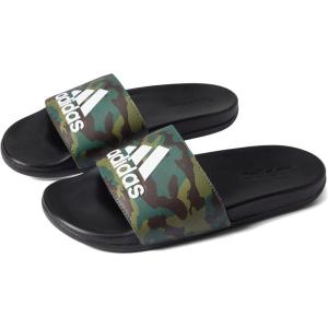 adidas Boys’ Adilette Comfort Slides(Black/Black/White)