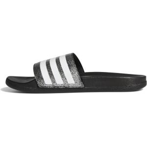 adidas Boys’ Adilette Comfort Slides(Core Black/White/Core Black)