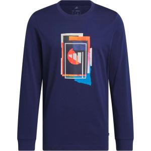 adidas Men’s Beyond Graphic Long Sleeve T-Shirt(Dark Blue)