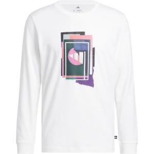 adidas Men’s Beyond Graphic Long Sleeve T-Shirt(White)