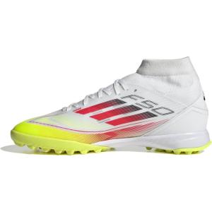adidas Women’s F50 League Mid Top Firm/Multi Ground Sneaker(Cloud White Lucid Red Solar Yellow)