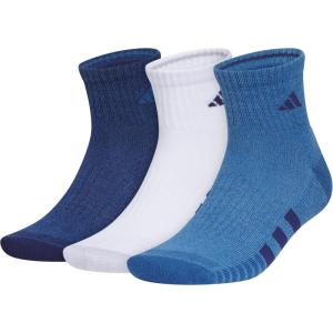 adidas mens Cushioned Quarter Ankle Socks (3-pair Pack)(Dark Blue/White/Dusky Ink Blue)