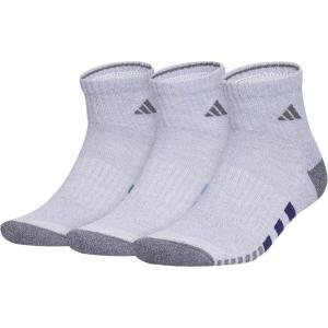 adidas mens Cushioned Quarter Ankle Socks (3-pair Pack)(White/Grey/Preloved Teal Green)