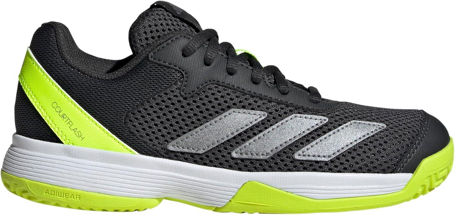 imageAdidas UnisexChild Courtflash Tennis SneakerCarbonIron MetallicLucid Lemon