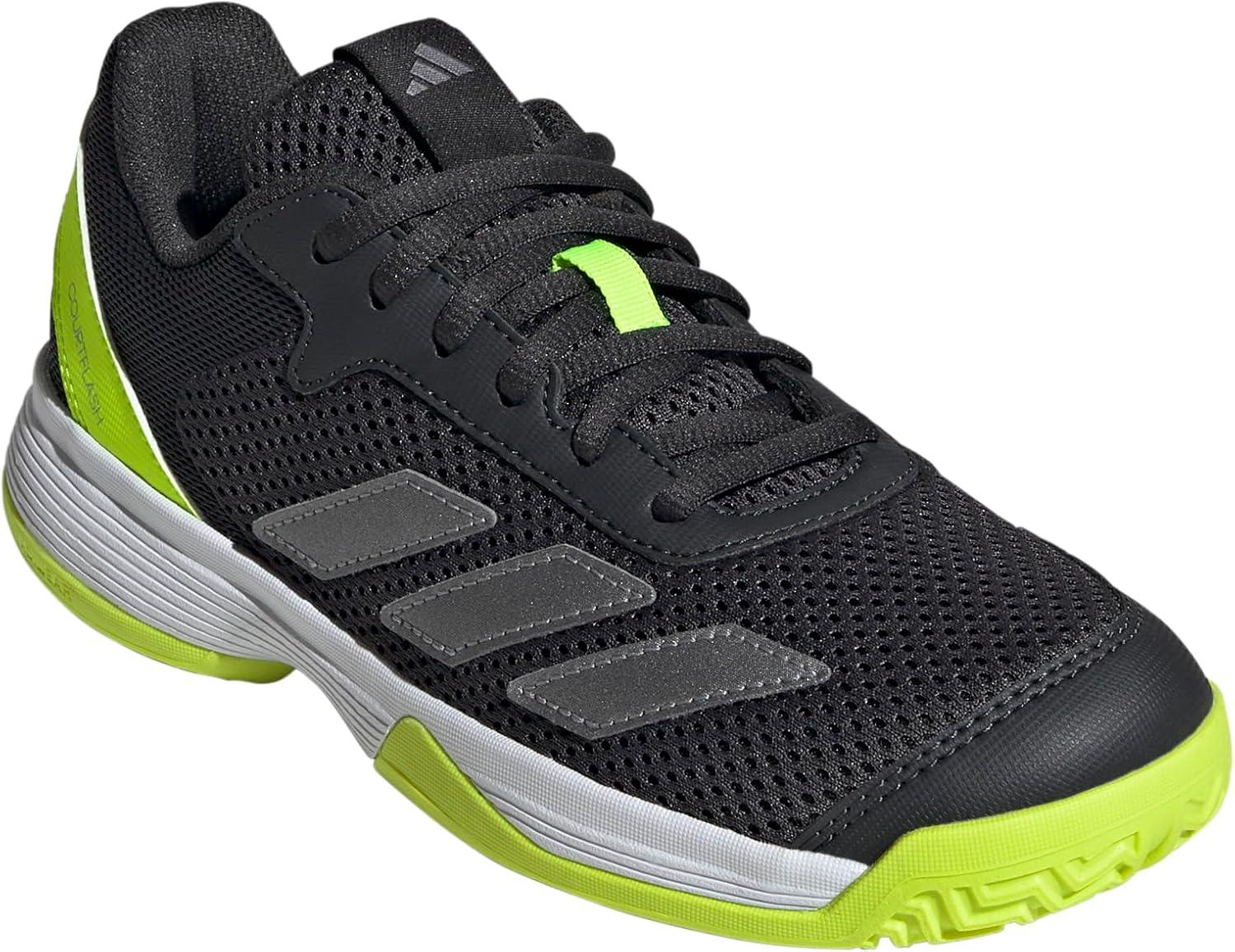 imageAdidas UnisexChild Courtflash Tennis SneakerCarbonIron MetallicLucid Lemon