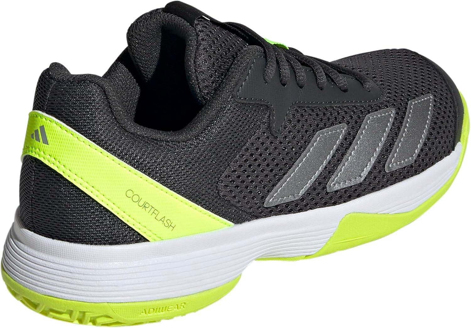 imageAdidas UnisexChild Courtflash Tennis SneakerCarbonIron MetallicLucid Lemon