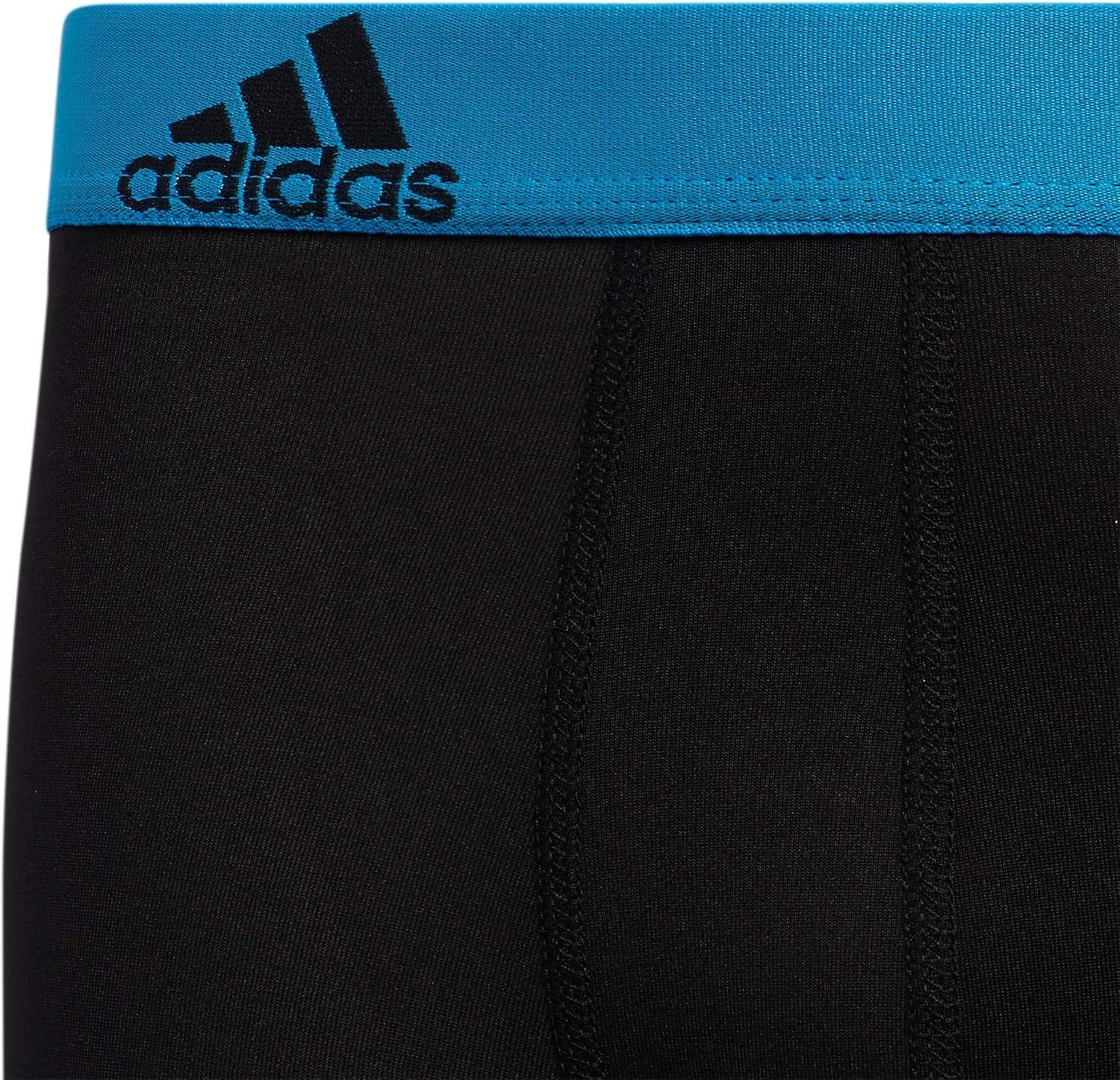 imageadidas Boys Performance Boxer Briefs Underwear for Kids 4PackSolar BlueBlackGreyPerformance