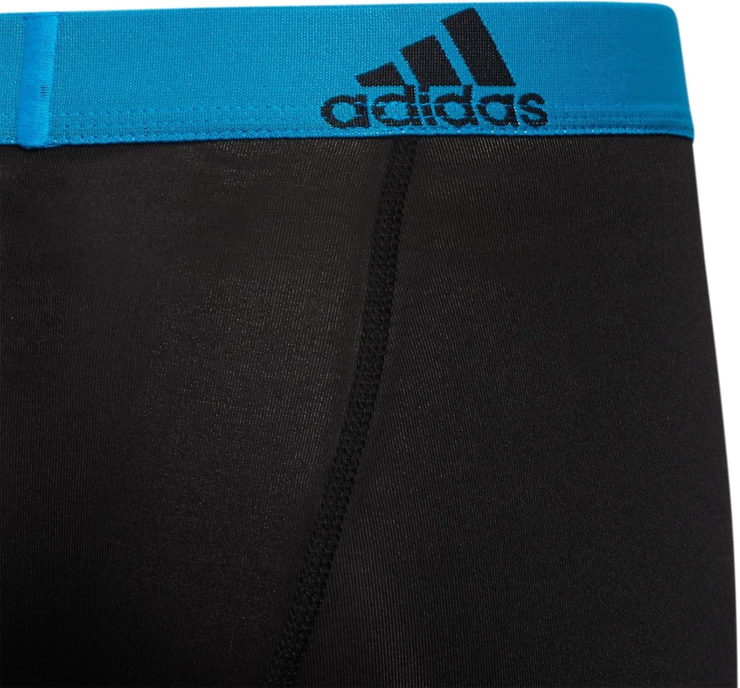 imageadidas Boys Performance Boxer Briefs Underwear for Kids 4PackSolar BlueBlackGreyPerformance