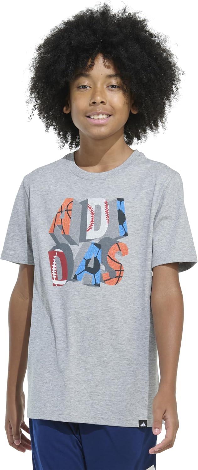 imageadidas Boys Short Sleeve Graphic TShirtHeather Gray Adidas Sports
