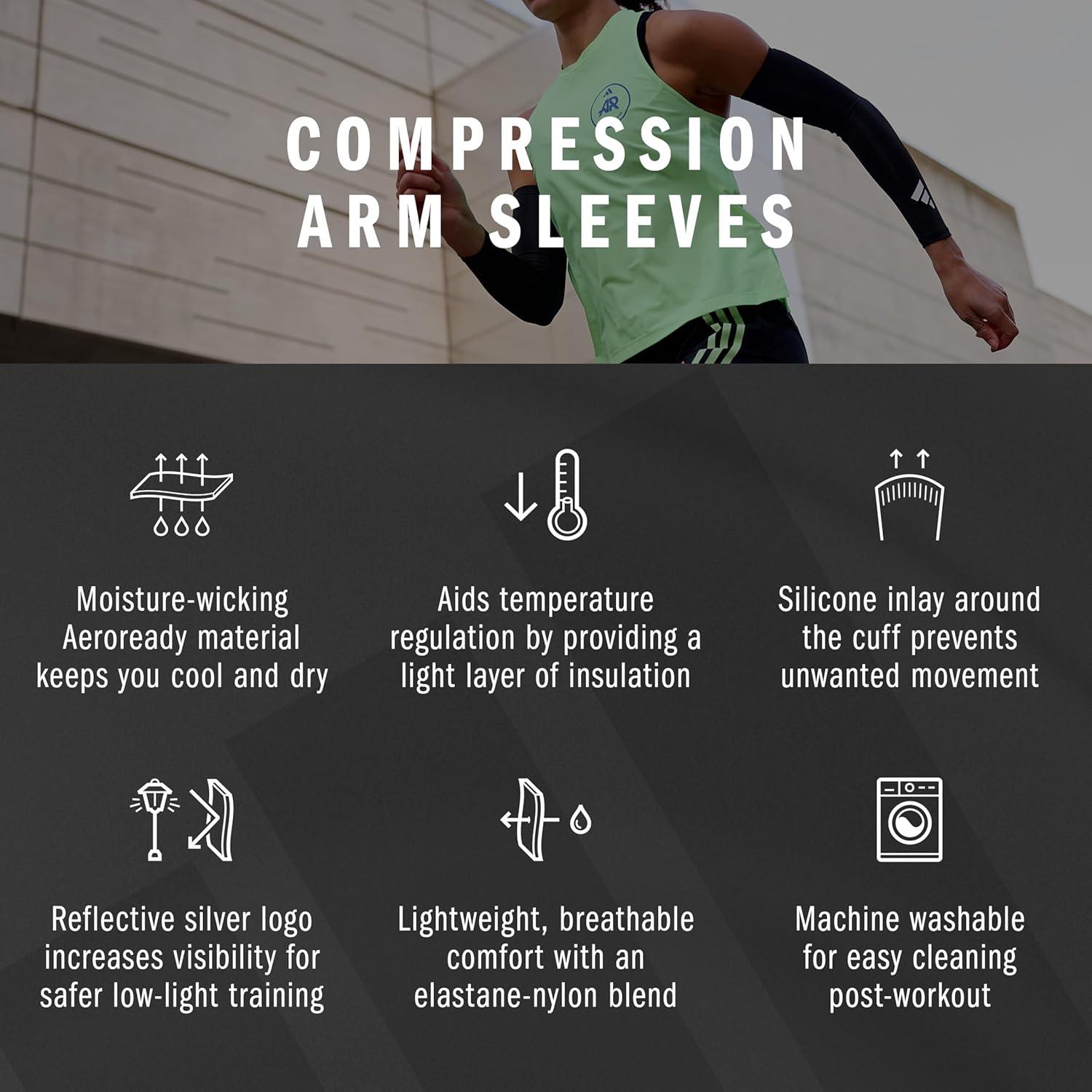 imageadidas Compression Arm Sleeves Lightweight TemperatureRegulating Compression SleevesBlack