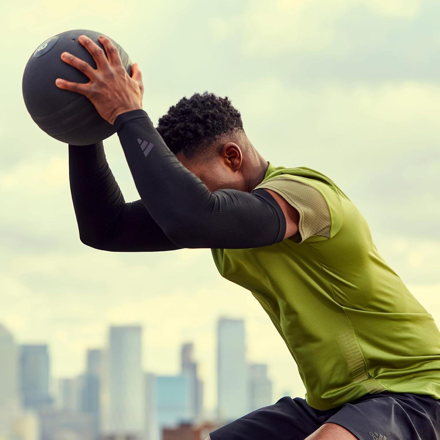 imageadidas Compression Arm Sleeves Lightweight TemperatureRegulating Compression SleevesBlack V1