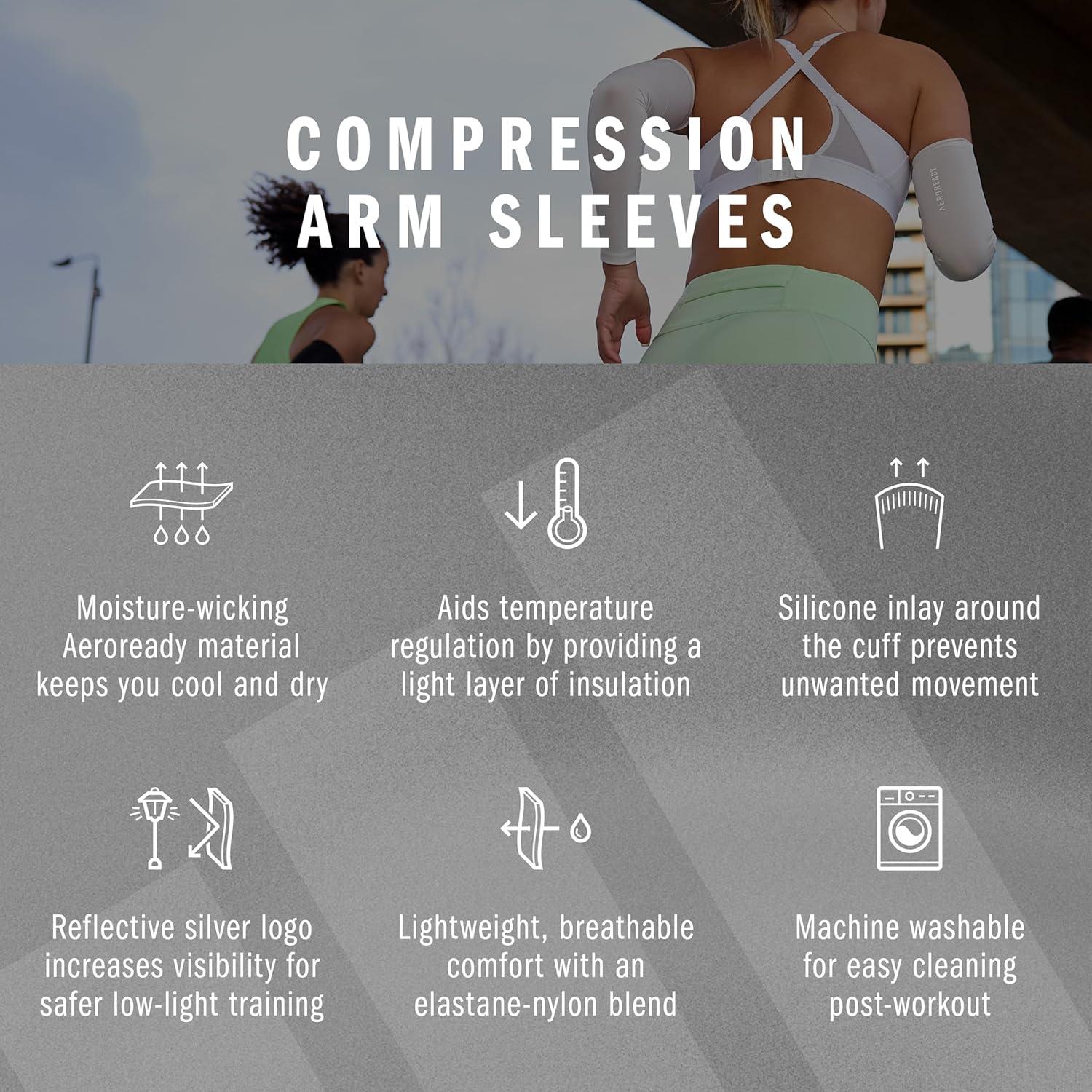imageadidas Compression Arm Sleeves Lightweight TemperatureRegulating Compression SleevesWhite