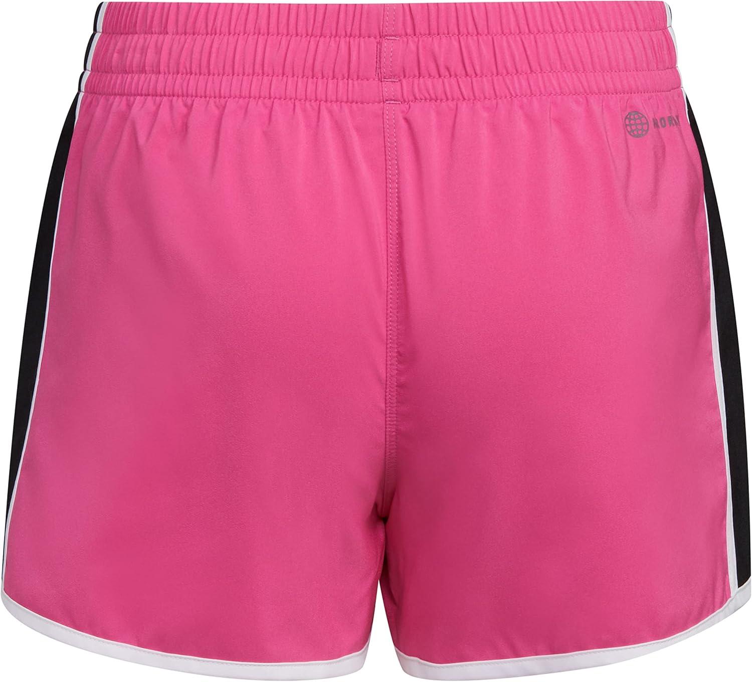 imageadidas Girls Elastic Waistband Retro Woven Gym ShortsSemi Lucid Fuchsia