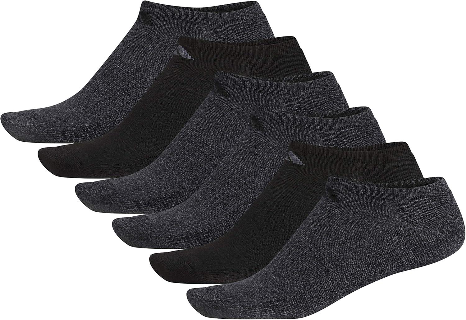 imageadidas Mens Athletic Cushioned 6Pack No Show Socks for MenBlackOnix Grey