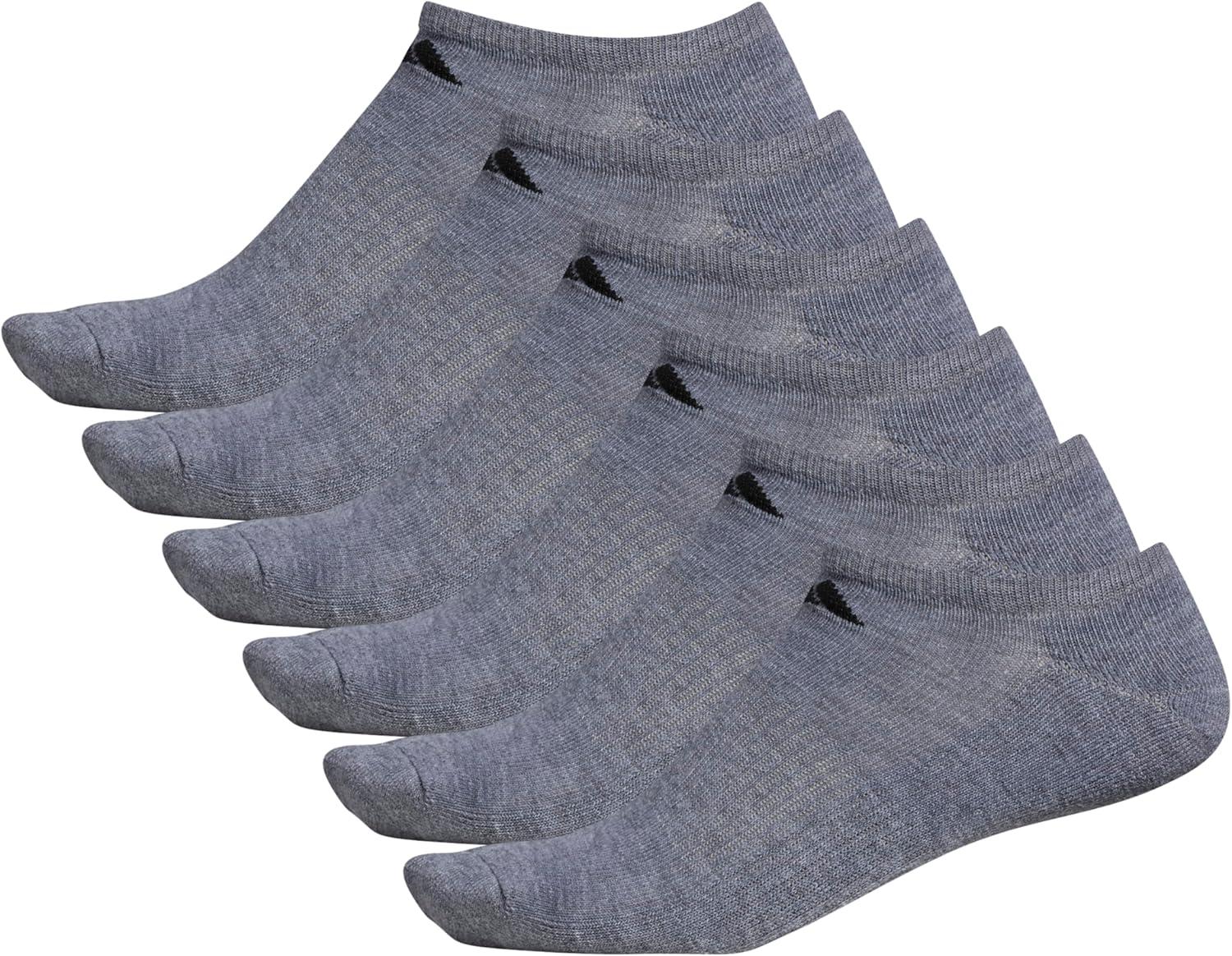 imageadidas Mens Athletic Cushioned 6Pack No Show Socks for MenHeather GreyBlack