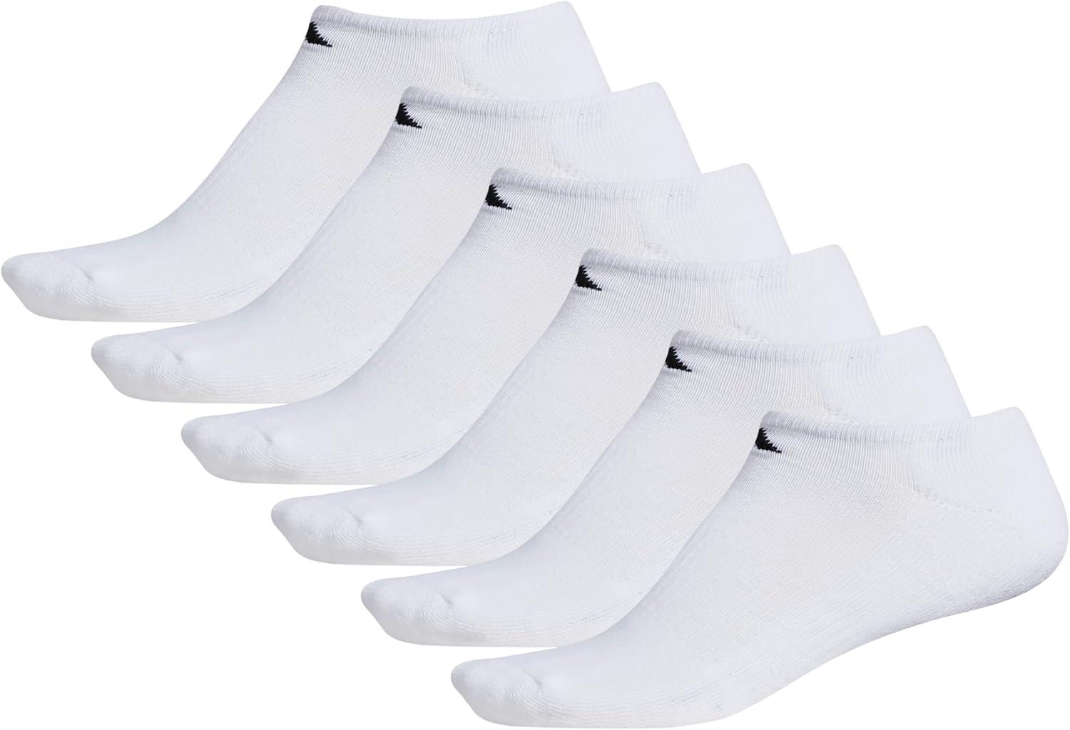 imageadidas Mens Athletic Cushioned 6Pack No Show Socks for MenWhiteBlack